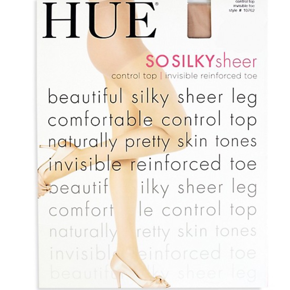 HUE So Silky Sheer Control Top & Invisible Reinforced Toe Natural Size 4